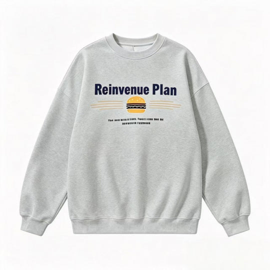 Unisex Oversize-Sweatshirt mit Retro-Burger-Print, Rundhalsausschnitt und gerippten Bündchen Shop Nory