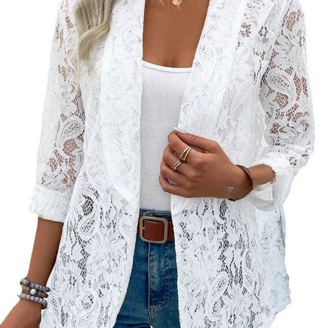 Damen elegante Spitzenjacke mit lässigem Schnitt
