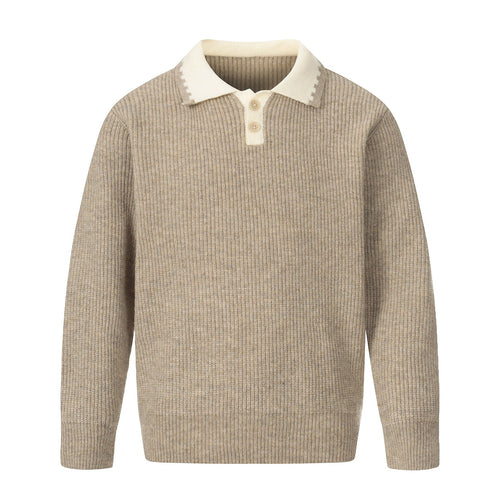 Herren Grobstrick-Polopullover mit Kontrastkragen und Halbknopfleiste Shop Nory