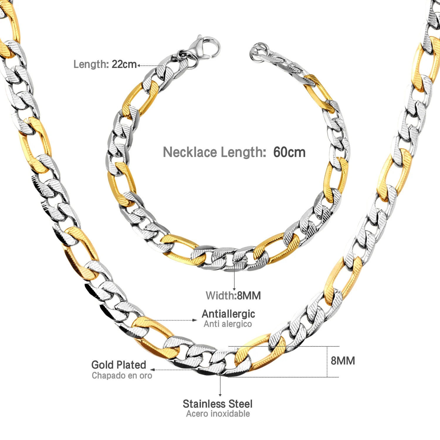 Damen edelstahl Armband mit goldplattierten Glieder-Design und verstellbarem Verschluss Shop Nory