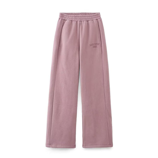Damen Weite Fleece-Jogginghose mit hohem Elastbund, Eingrifftaschen und dezenter Logostickerei Shop Nory