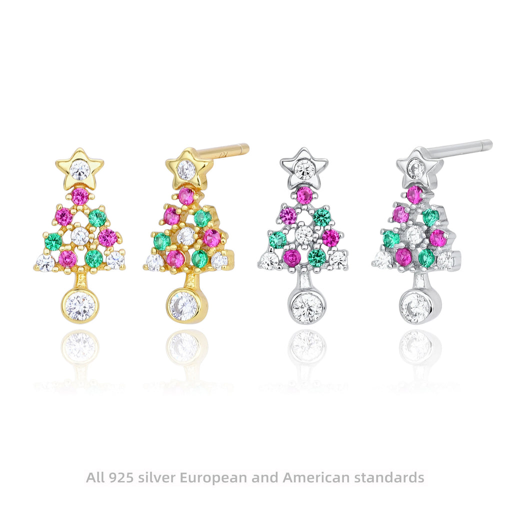 Damen Ohrhänger im stilvollen Weihnachtsbaum-Design aus 925 Sterling Silber Shop Nory