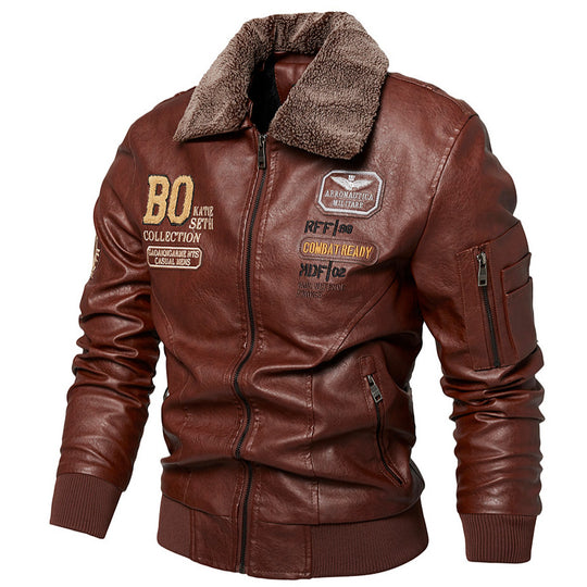 Herren Kunstlederjacke mit gefüttertem Kragen Shop Nory