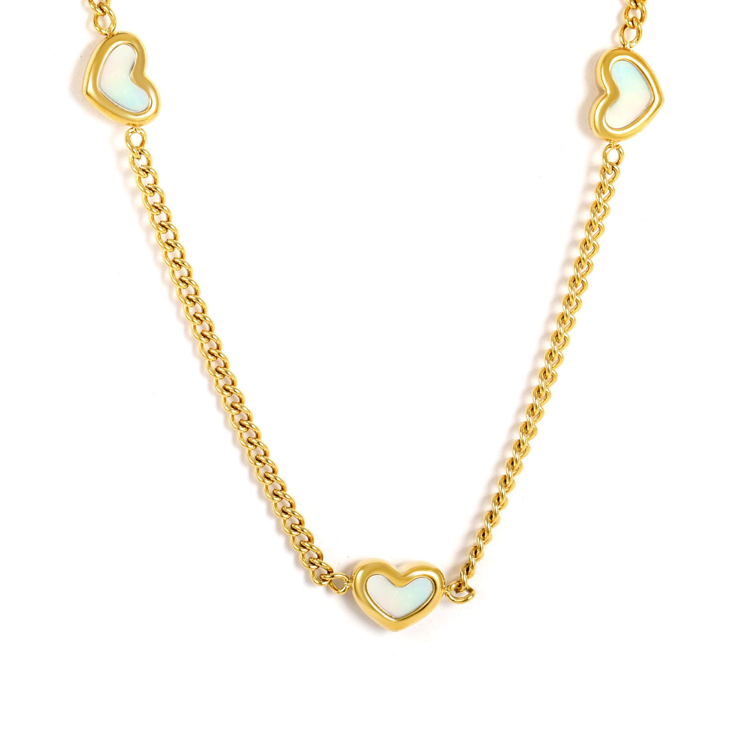 Damen Halskette mit herzförmigem Anhänger aus hochwertigem Edelstahl und funkelndem Design Shop Nory