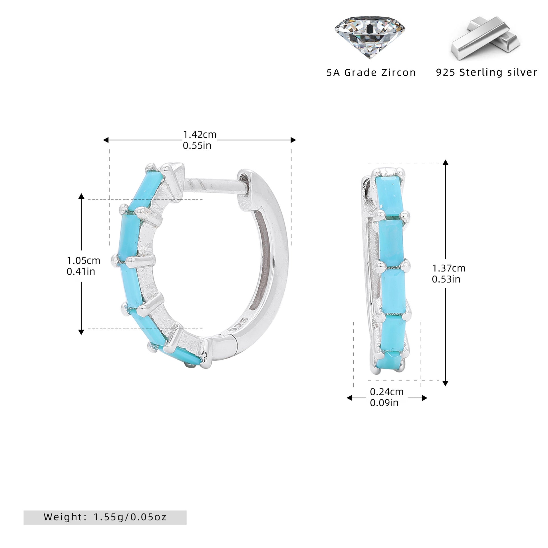 Damen Creolen mit funkelnden Zirkon-Elementen aus hochwertigem 925 Sterling Silber Shop Nory