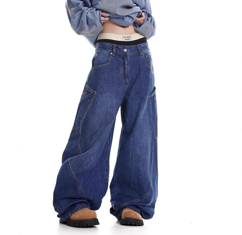 Damen Baggy-Jeans mit weitem Schnitt und praktischen Cargotaschen