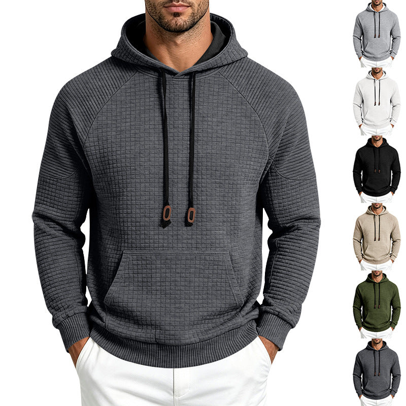 Herren Sportlicher Kapuzenpullover mit Waffelstruktur, Raglanärmeln und Kängurutasche Shop Nory