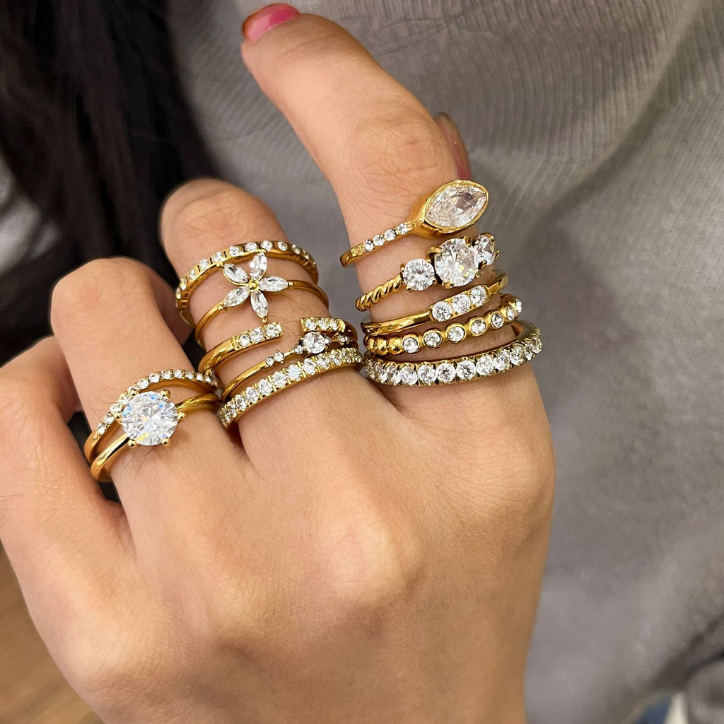 Damen Offener Ring mit funkelnden Zirkonia-Akzenten Shop Nory