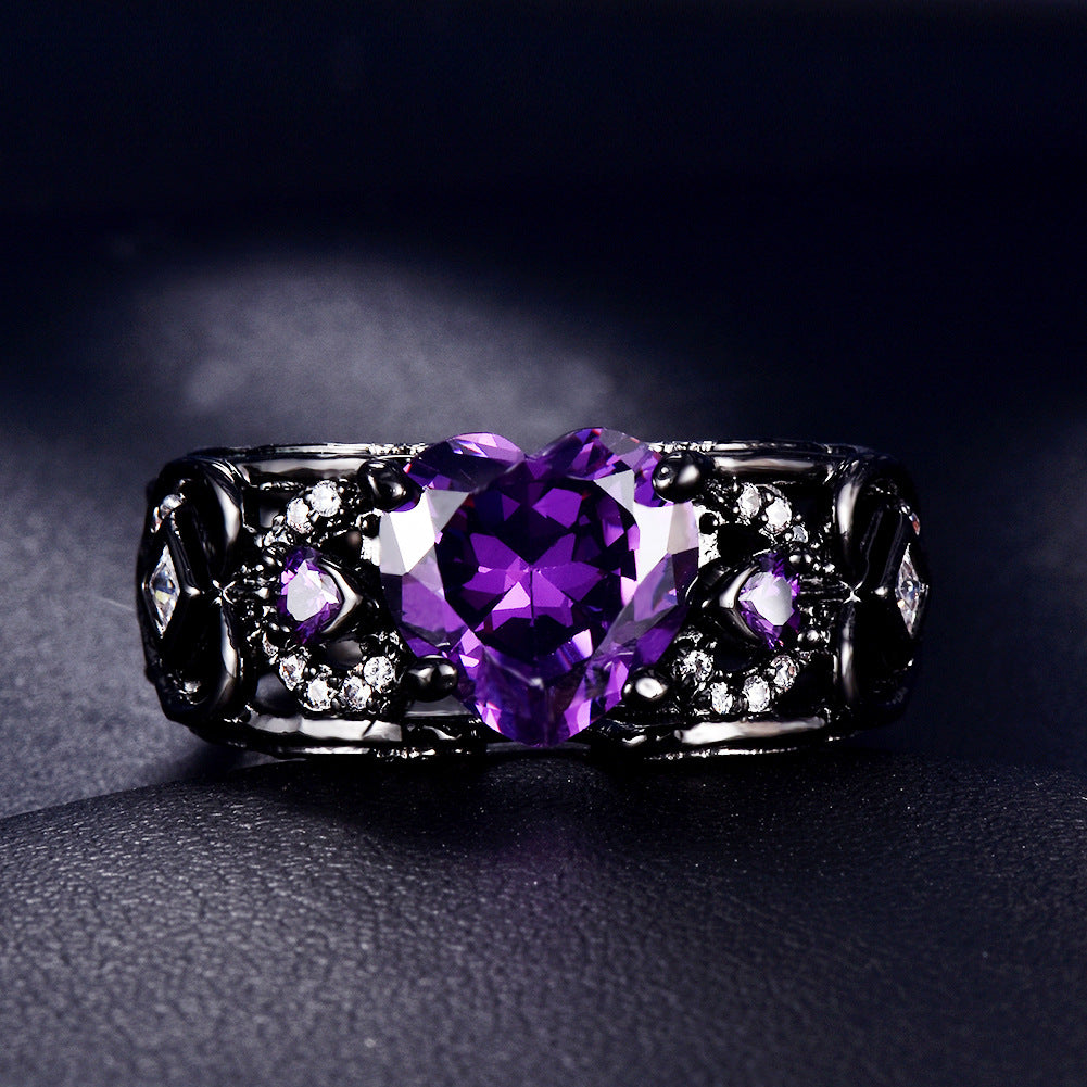 Damen Ring mit kunstvollem Blätter-Design und schimmerndem Amethyst Shop Nory