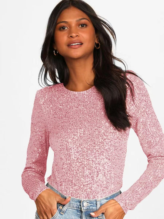 Damen Funktionsreicher Pailletten-Bodysuit mit langem Arm