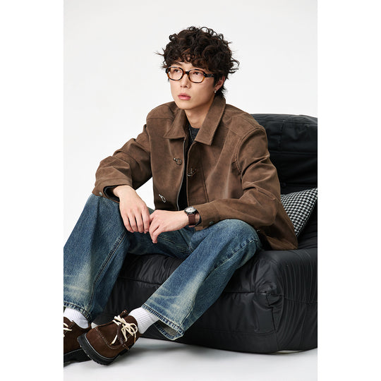 Unisex Kurz geschnittener Blouson in Wildlederoptik mit markanten Knebelverschlüssen Shop Nory