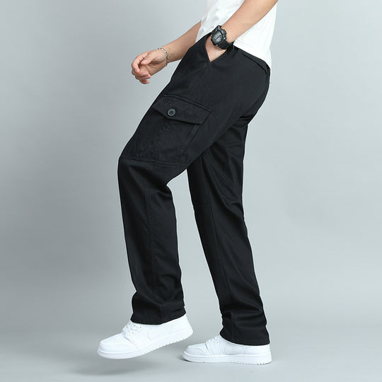Herren Robuste Canvas-Cargohose mit geradem Bein, Knieabnähern & Klappentaschen Shop Nory