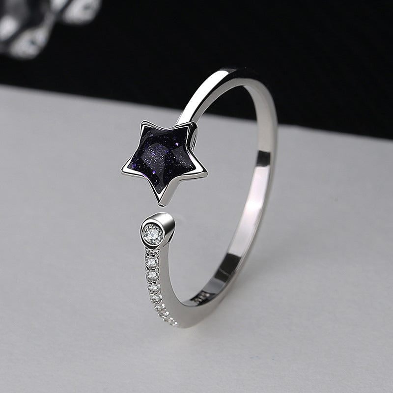 Damen offener Ring mit funkelndem Sternenanhänger aus hochwertigem Edelstahl Shop Nory