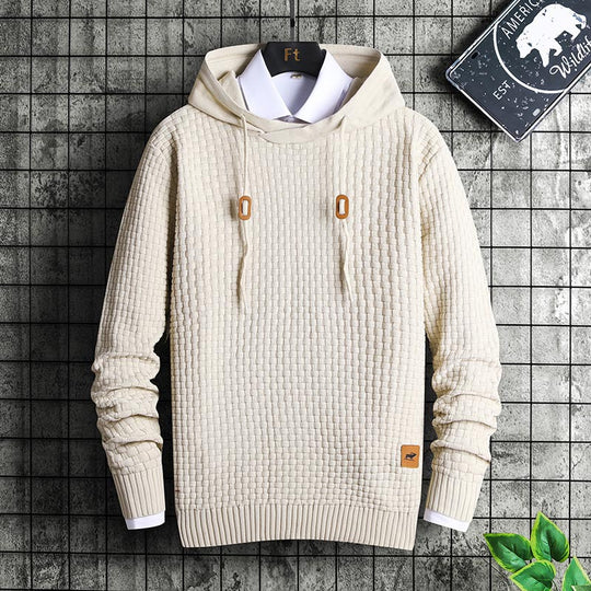 Herren Strukturiertes Kapuzenstrick-Pullover mit Reliefstruktur Shop Nory