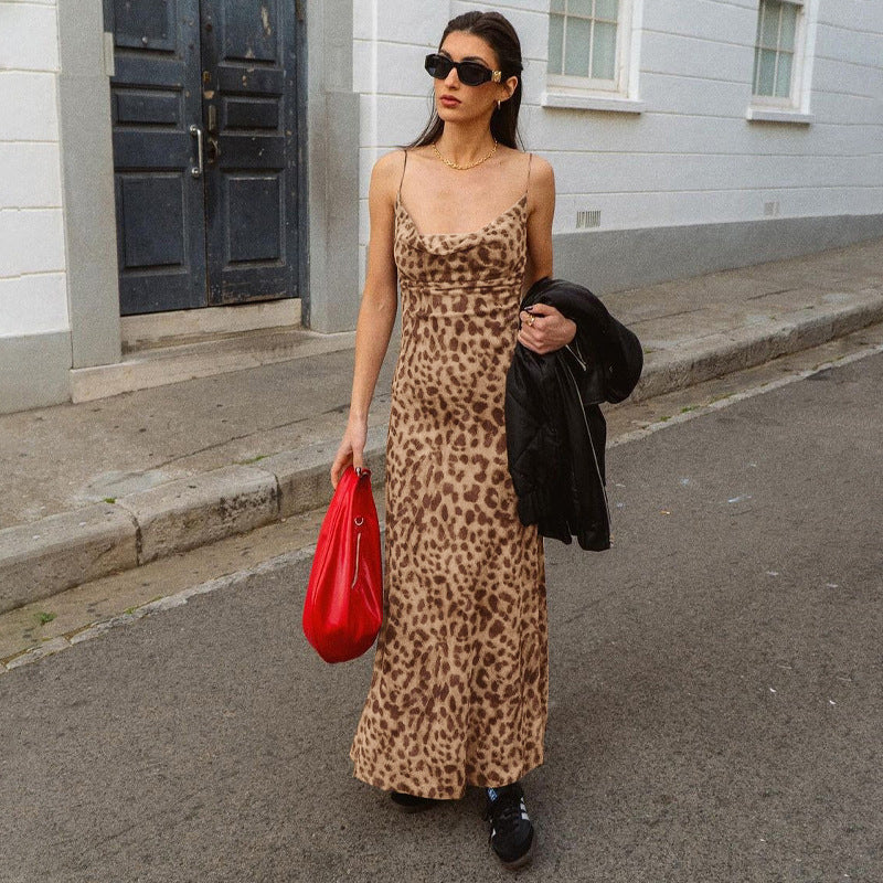Damen Maxikleid mit elegantem Animalprint