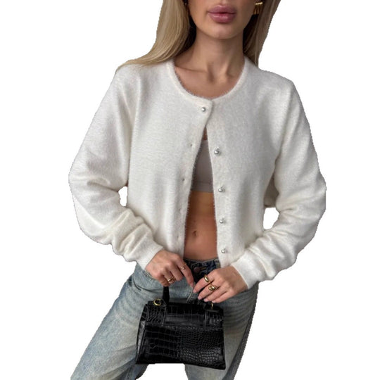 Damen Kuschelige Strickjacke mit Knöpfen Shop Nory