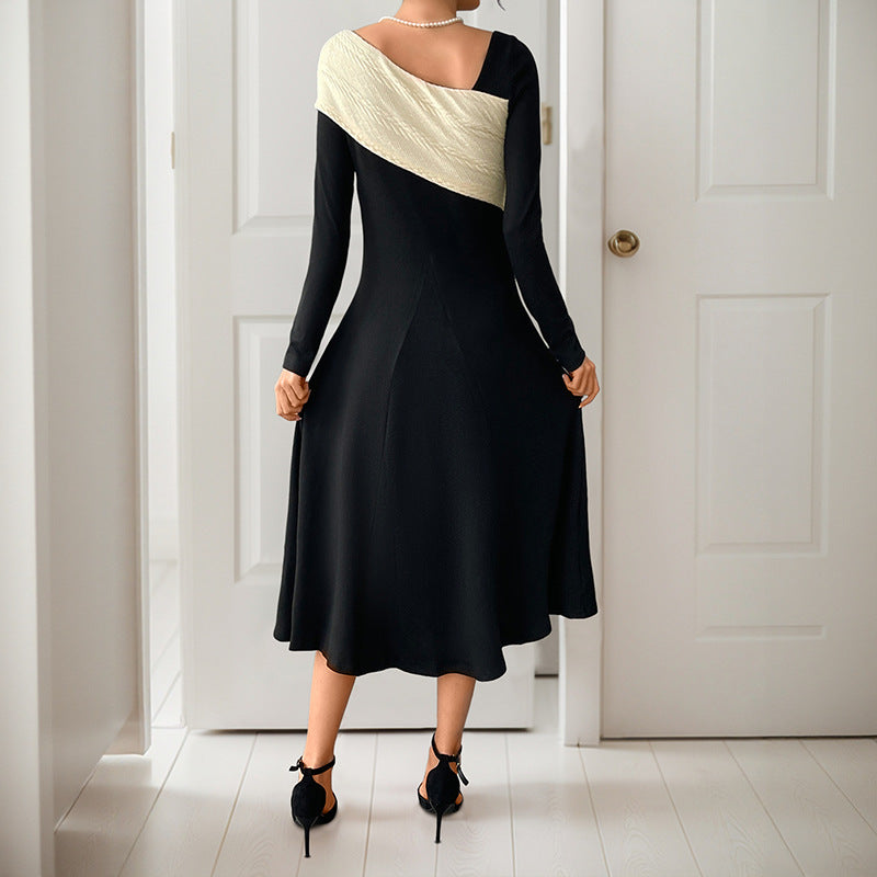 Damen Asymmetrisches Midikleid mit One-Shoulder-Strickdetail und figurbetontem Fall Shop Nory