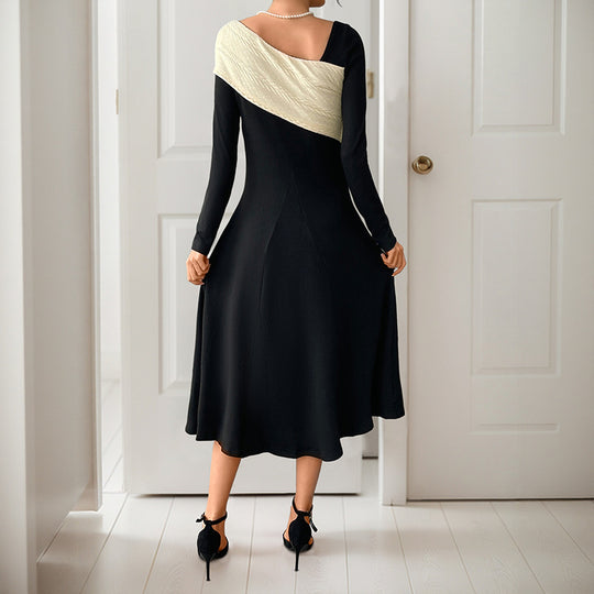 Damen Asymmetrisches Midikleid mit One-Shoulder-Strickdetail und figurbetontem Fall Shop Nory