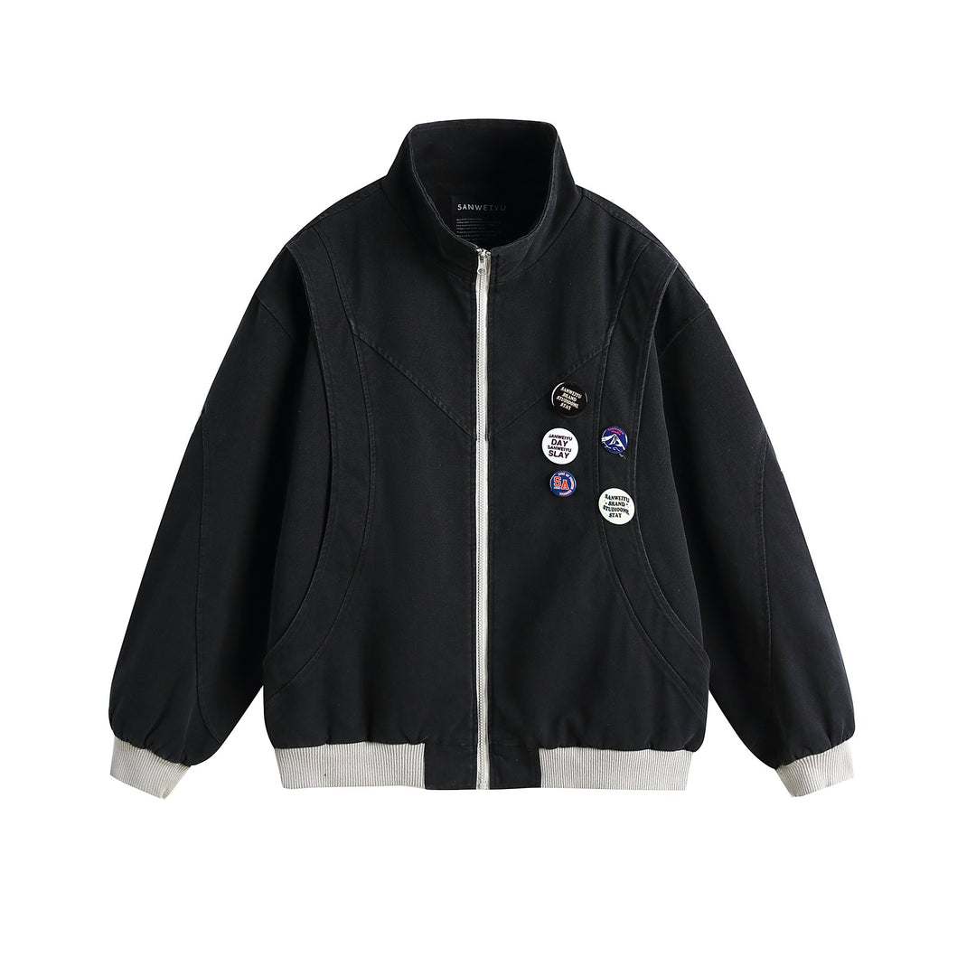 Damen Kurzblouson mit Stehkragen, Rippbündchen und Ansteck‑Pins Shop Nory