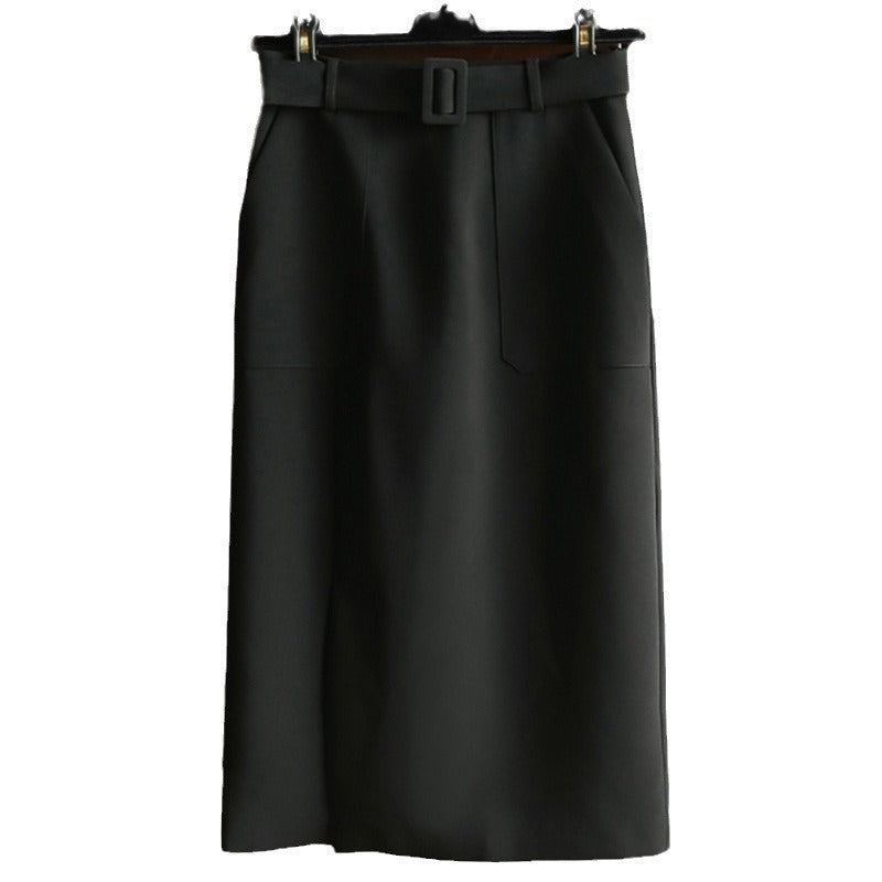 Damen Eleganter High-Waist Bleistiftrock mit Gürtel Shop Nory