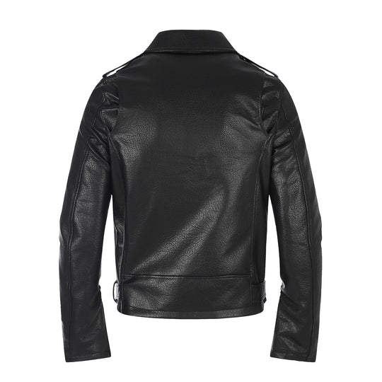 Herren Lederimitat-Bikerjacke mit asymmetrischem Reißverschluss und Ösengürtel Shop Nory