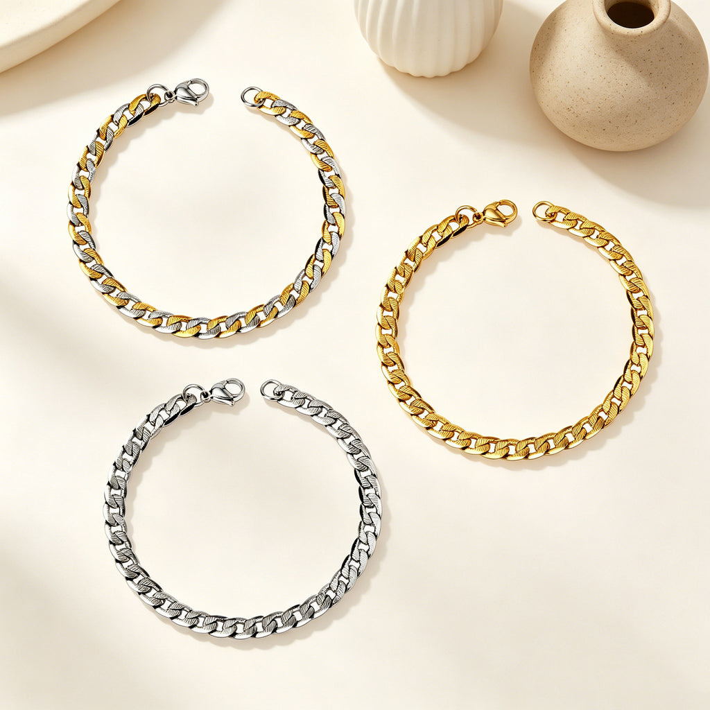 Damen edles Edelstahlarmband mit klassischem Kettenmuster Shop Nory