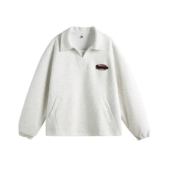 Unisex Lässiges Polo‑Sweatshirt mit offenem Kentkragen, Oversize‑Schnitt und Eingrifftaschen Shop Nory