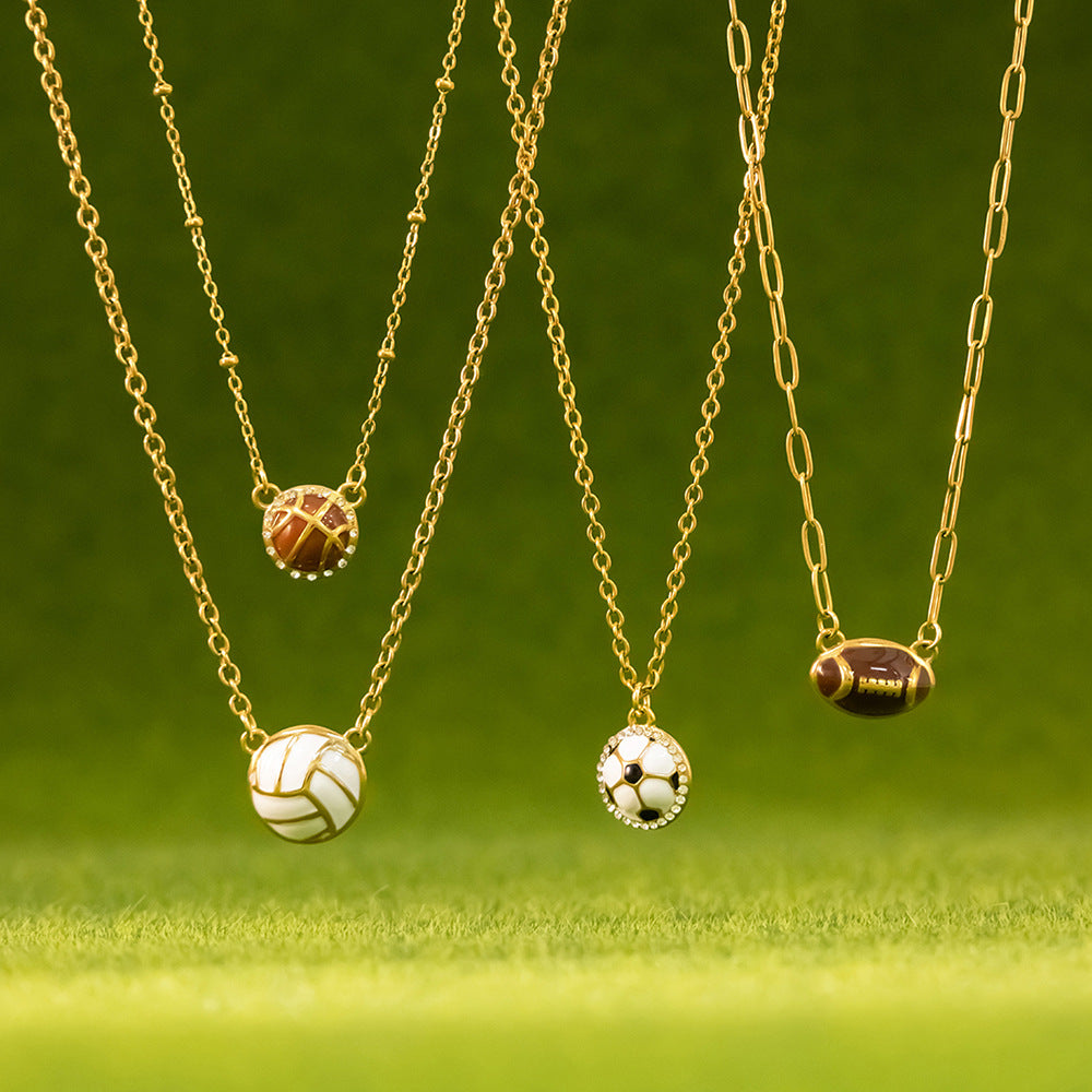 Damen Halskette mit elegantem Fußball-Anhänger und hypoallergenen Eigenschaften Shop Nory
