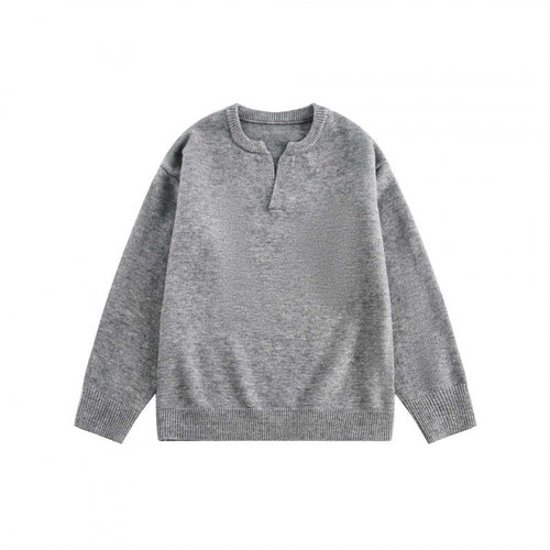Unisex Boxy-Feinstrickpullover mit halber Henley‑Öffnung, Rundhals und gerippten Abschlüssen Shop Nory
