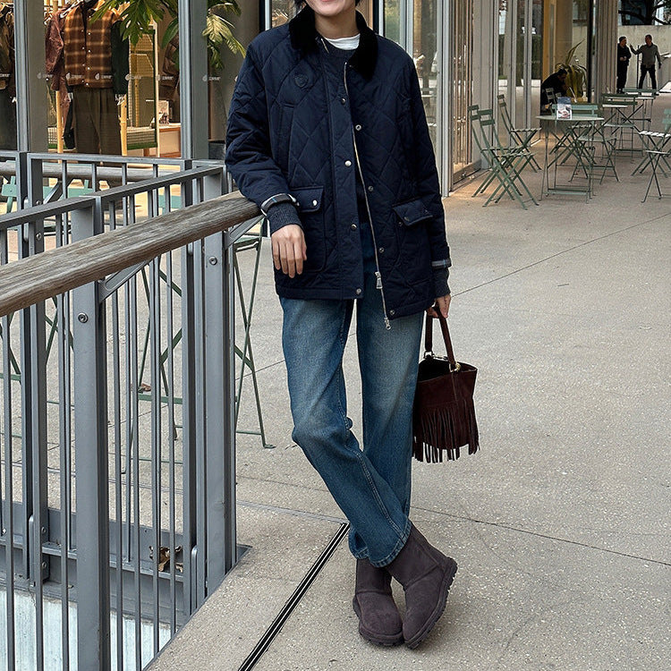Damen Modische Steppjacke mit hochgeschlossenem Kragen und großen Taschen Shop Nory