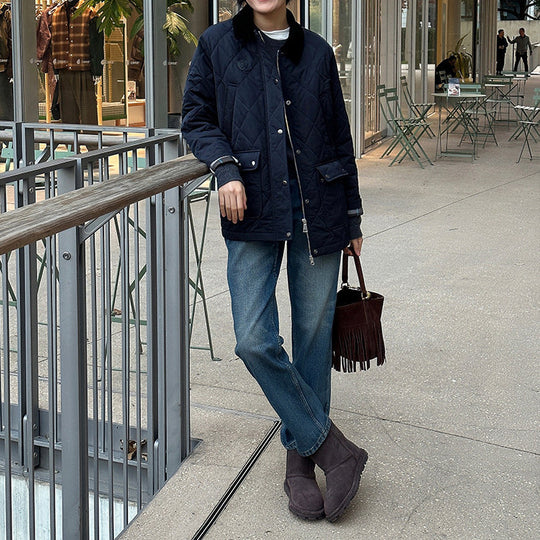 Damen Modische Steppjacke mit hochgeschlossenem Kragen und großen Taschen Shop Nory