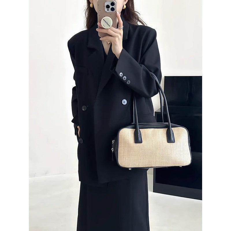 Damen Oversize-Sakko mit kastiger Weste und knöchellangem Midirock Shop Nory