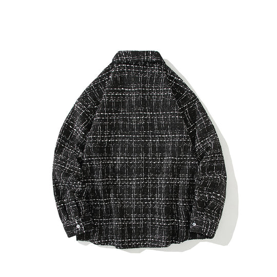 Herren Strukturierte Bouclé-Hemdjacke mit Karo-Jacquard und legerer Passform Shop Nory