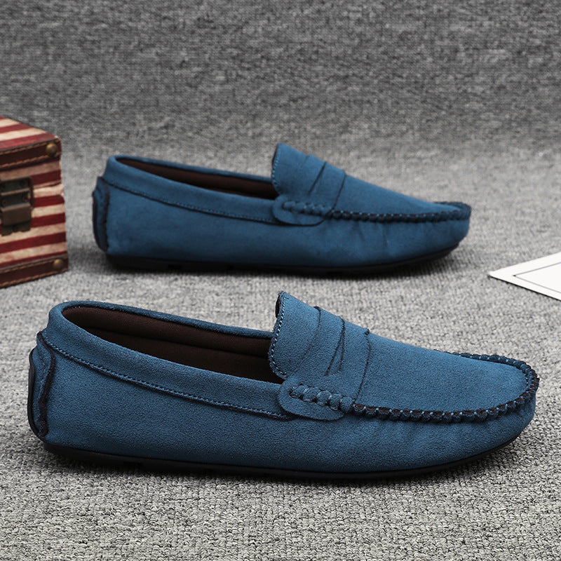Herren elegante Veloursleder-Mokassin Fahrerhalbschuhe mit handgenähter Vordernaht und flexibler Gummiprofilsohle Shop Nory