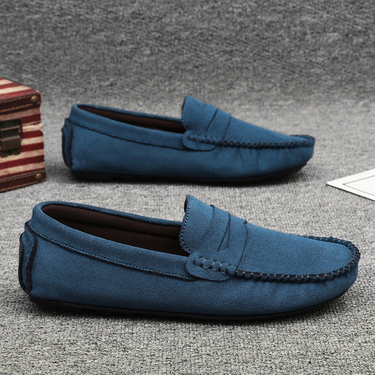 Herren elegante Veloursleder-Mokassin Fahrerhalbschuhe mit handgenähter Vordernaht und flexibler Gummiprofilsohle Shop Nory
