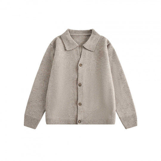Unisex Boxy Strickcardigan mit Hemdkragen und durchgehender Knopfleiste Shop Nory