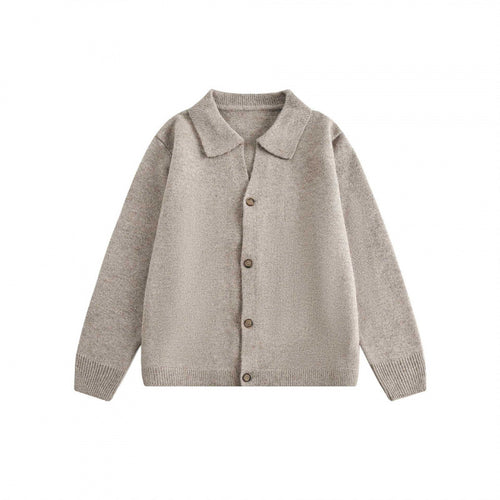 Unisex Boxy Strickcardigan mit Hemdkragen und durchgehender Knopfleiste Shop Nory