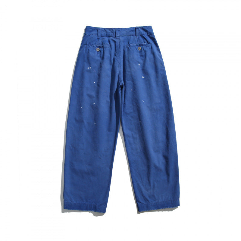 Herren Weite Workwear-Hose mit hoher Taille, aufgesetzten Taschen und Paint-Splatter-Design Shop Nory