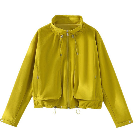 Damen Leichte Kurzjacke mit hohem Kragen, Tunnelzug und aufgesetzten Taschen Shop Nory
