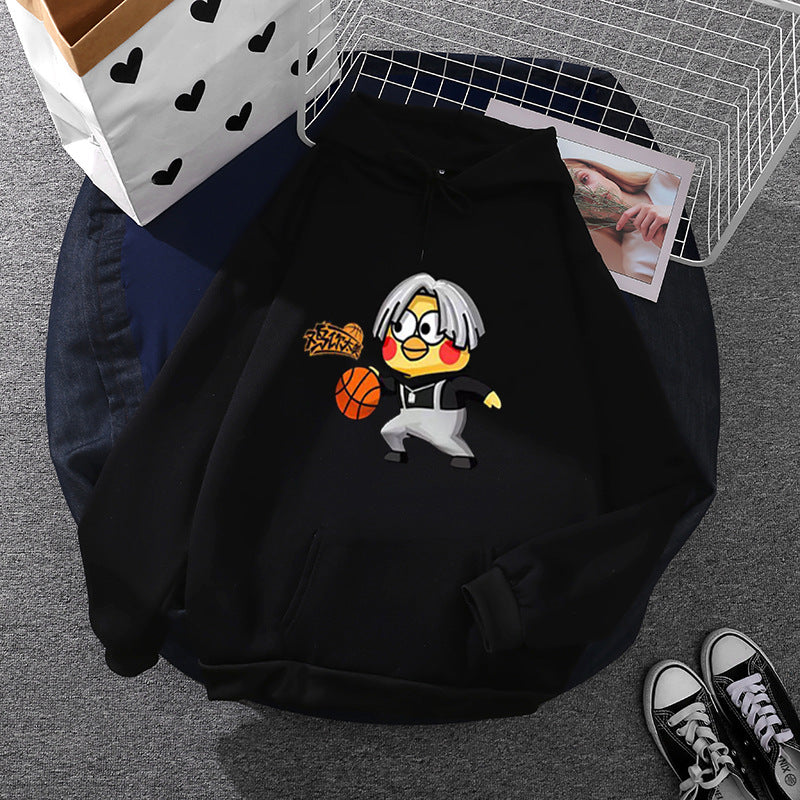 Unisex nan Kapuzenpullover mit Comic-Küken Basketballprint, Kängurutasche und weichem Fleece Shop Nory