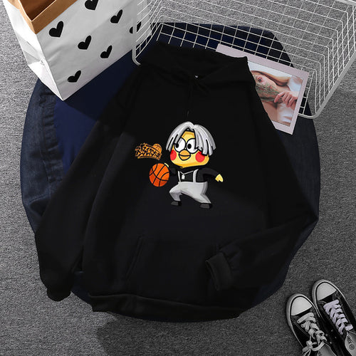 Unisex nan Kapuzenpullover mit Comic-Küken Basketballprint, Kängurutasche und weichem Fleece Shop Nory
