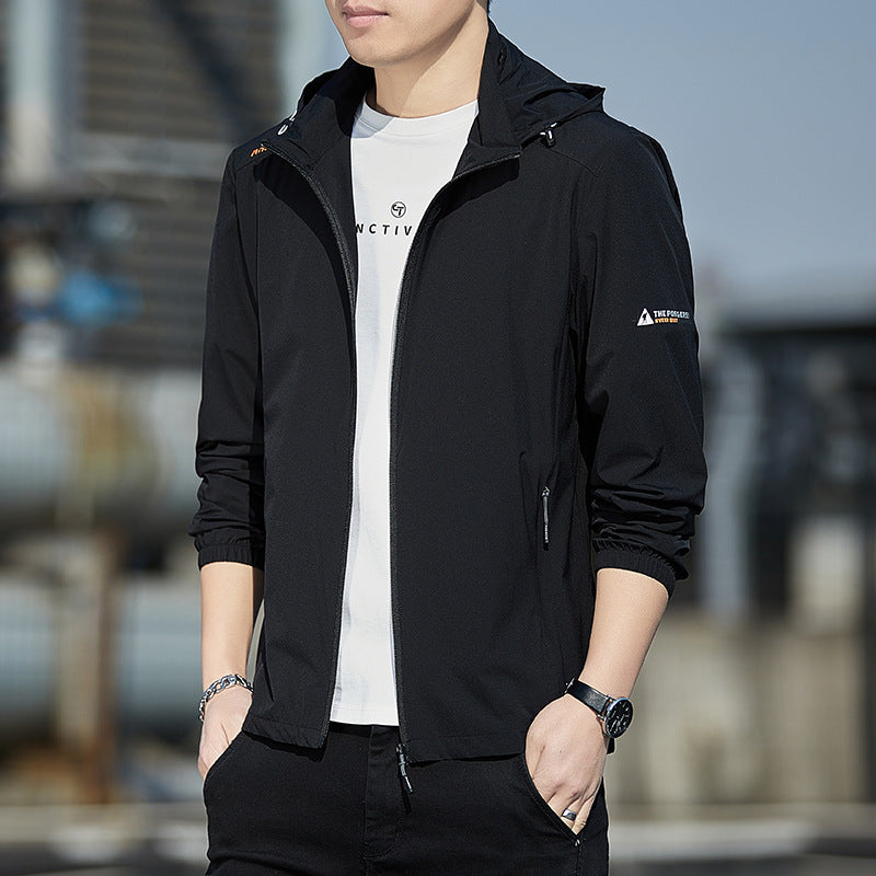 Herren Ultraleichte Wind- und Regenjacke mit Kapuze, Packfunktion und Reißverschlusstaschen Shop Nory