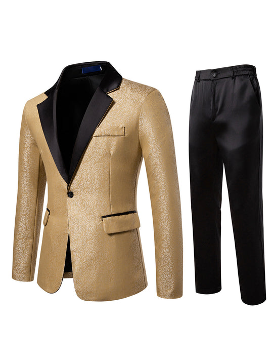 Herren Zweiteiliges Smoking-Set mit gemustertem Sakko und Satinrevers Shop Nory