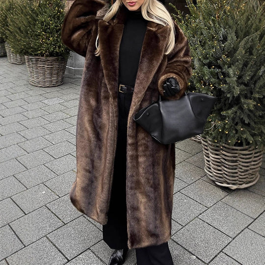 Damen Luxuriöser langer Kunstpelz-Mantel mit Oversize-Schnitt und wärmender Fütterung Shop Nory