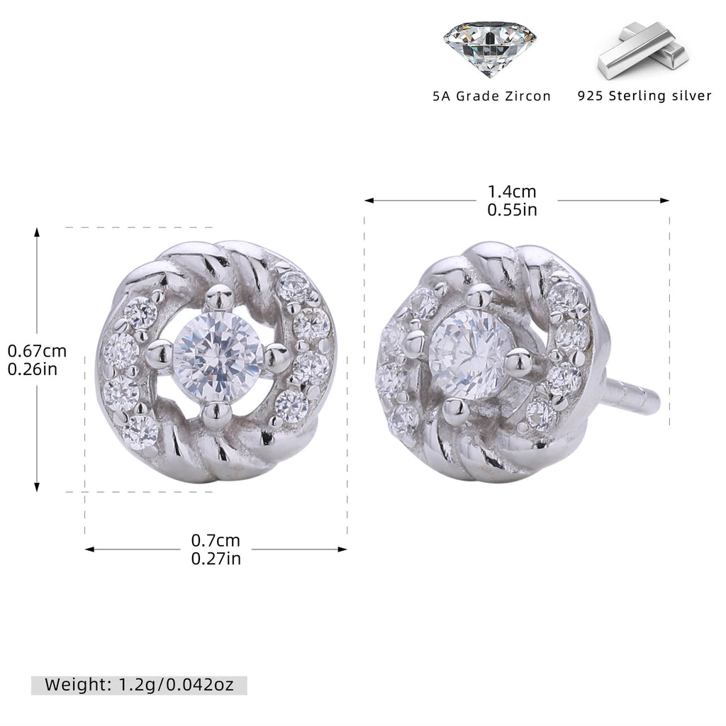 Damen Ohrstecker mit luxuriösem Zirkonbesatz aus 925 Sterlingsilber Shop Nory