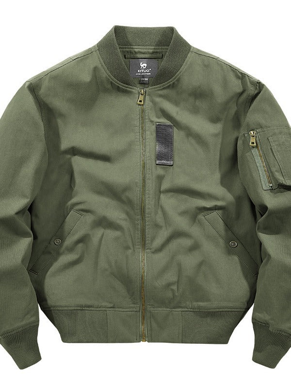 Herren leichter Canvas-Bomberblouson mit versteckter Ärmeltasche und geripptem Saum Shop Nory