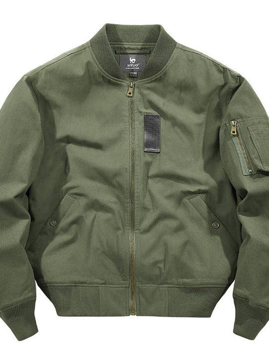 Herren leichter Canvas-Bomberblouson mit versteckter Ärmeltasche und geripptem Saum Shop Nory