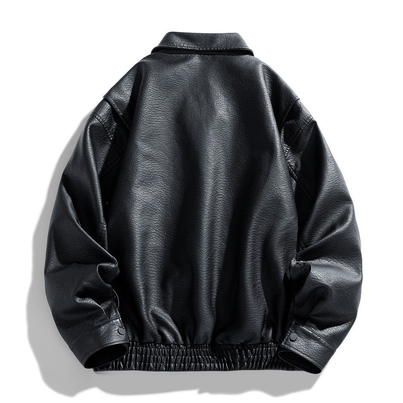 Herren Lässige Kunstlederjacke mit praktischen Taschen Shop Nory