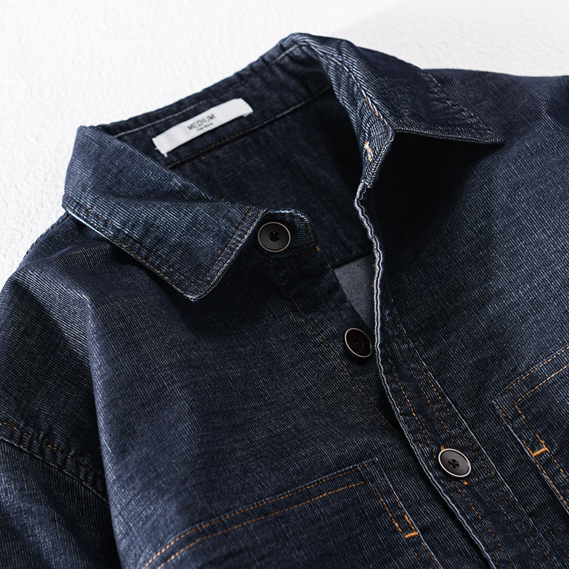 Herren Strukturierte Denim-Twill-Überhemdjacke mit großen aufgesetzten Taschen Shop Nory