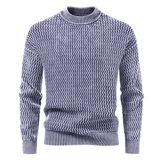 Herren Strukturierter Feinstrick-Pullover mit Stehkragen und Zickzackmuster Shop Nory